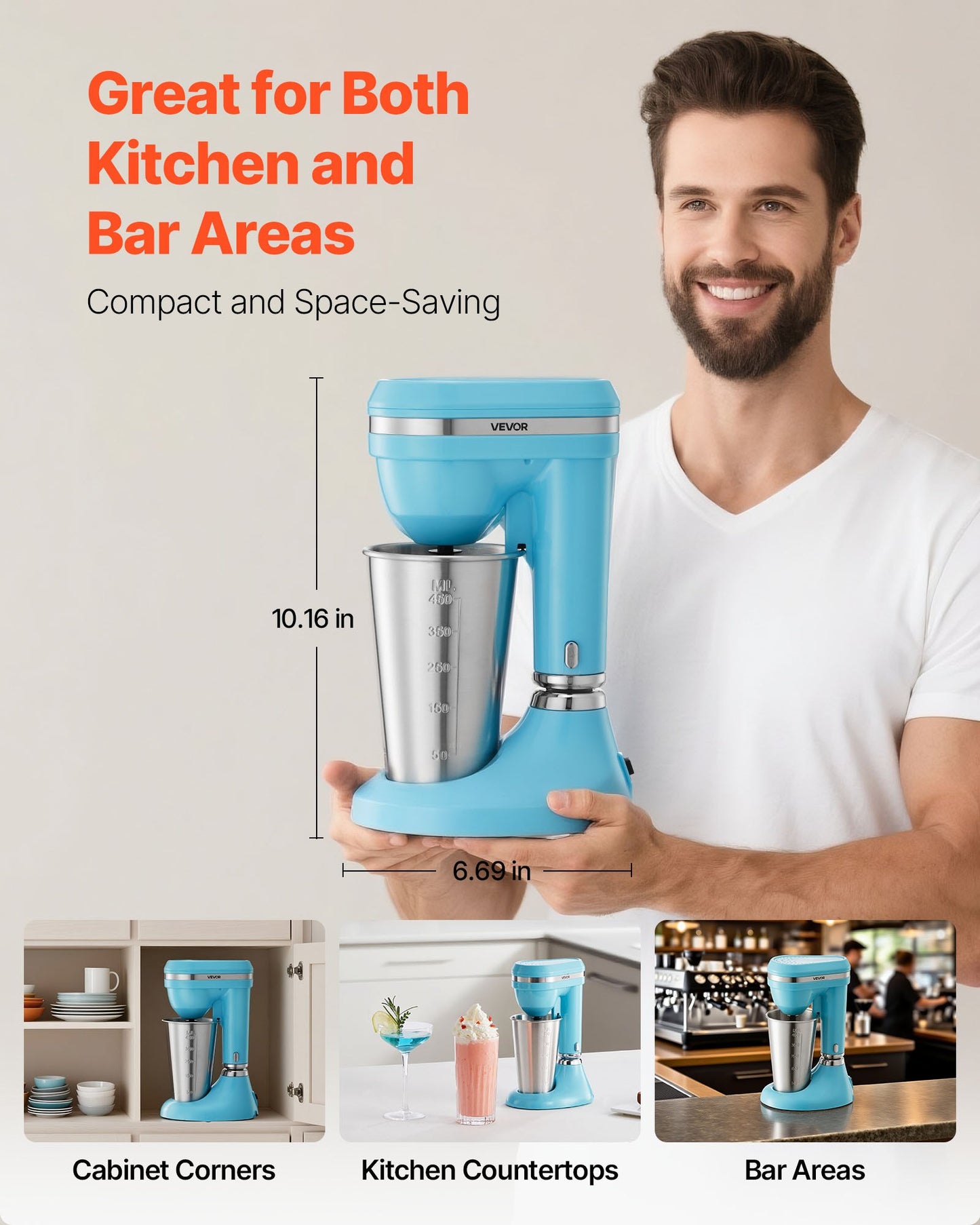 Milkshake Maker, 100W Milk Shake Maker Mixer, Single Head Drink Mixer Blender Machine, Dual-Speed Adjustment Milkshake Blender with Stainless Steel Cup, for Home, Kitchen, Bar & Beverage Shop