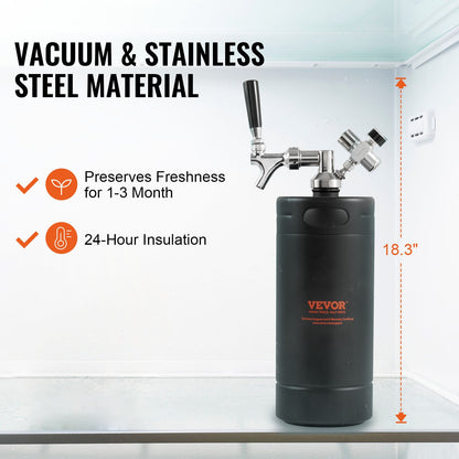 Druck-Bruthahn, Mini-Bierfass, Fassbier-Bruthahn, für Zuhause, 128 oz, 4 l, Schwarz