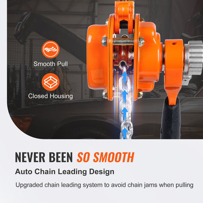 Manual Lever Chain Hoist, 1/2 Ton 1100 lbs Capacity 5 FT Come Along, G80 Galvanized Carbon Steel with Weston Double-Pawl Brake, Auto Chain Leading & 360° Rotation Hook, for Garage Factory Dock