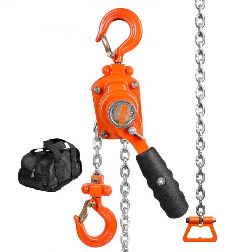 Manual Lever Chain Hoist, 1/4 Ton 550 lbs Capacity 5 FT Come Along, G80 Galvanized Carbon Steel with Weston Double-Pawl Brake, Auto Chain Leading & 360° Rotation Hook, for Garage Factory Dock
