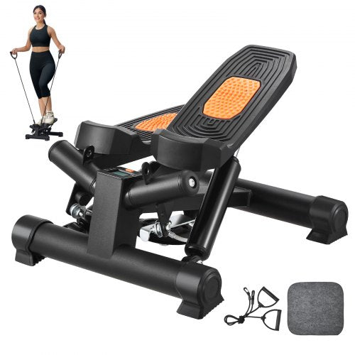 Stair Stepper, Mini Stepper for Exercise at Home, Hydraulic Fitness Twist Stepper with Resistance Bands, Full Body Workout Cardio Equipment, Stair Climber with LCD Monitor, 330LBS Load Capacity