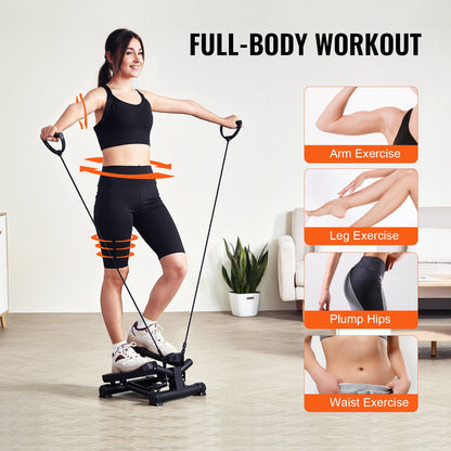 Stair Stepper, Mini Stepper for Exercise at Home, Hydraulic Fitness Twist Stepper with Resistance Bands, Full Body Workout Cardio Equipment, Stair Climber with LCD Monitor, 330LBS Load Capacity