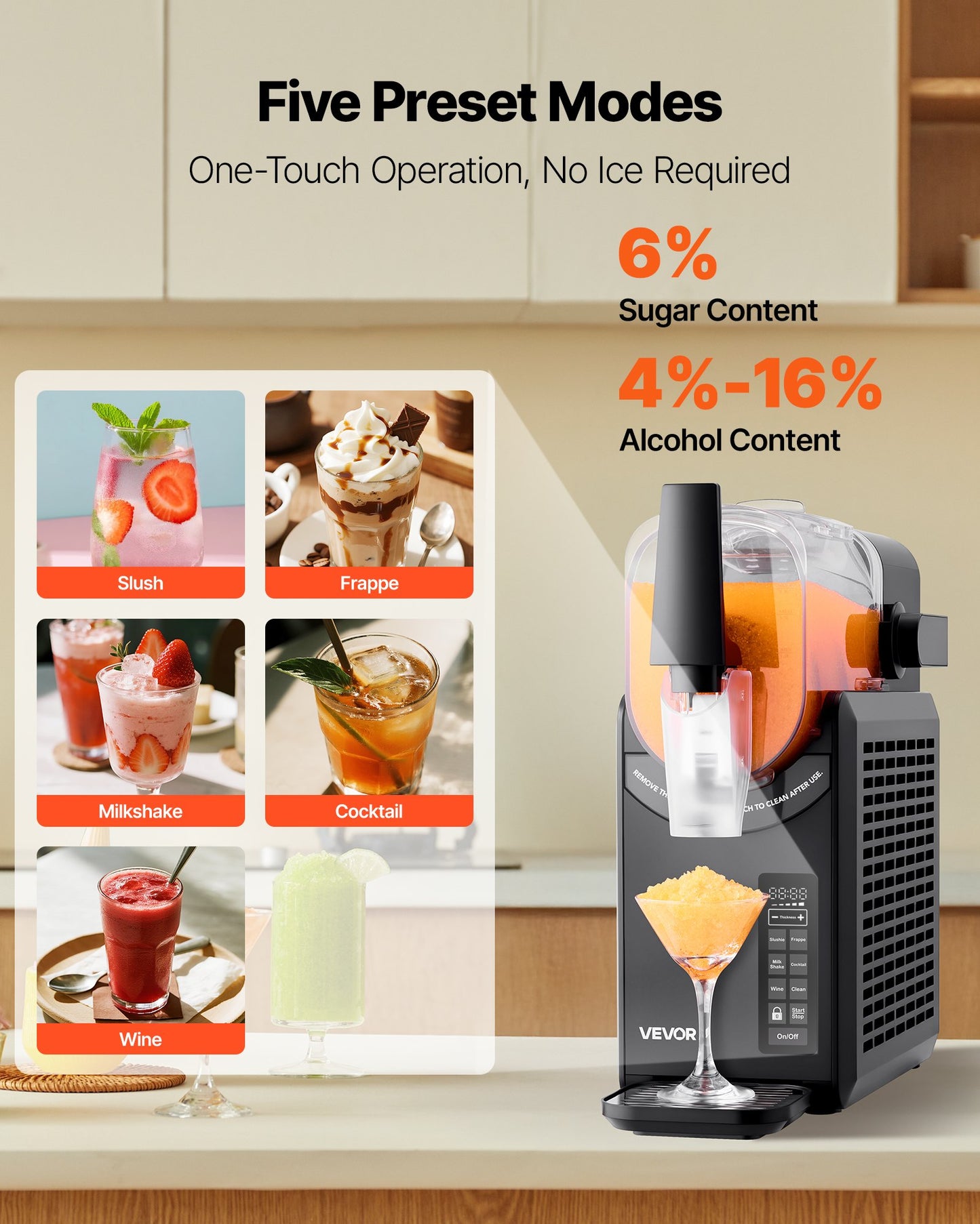 Slushie Machine, 2.6L/88oz No Ice Needed Slushy Machine for Home, Frozen Drink Maker with 5 Preset Programs, Margarita Machine with Self-Cleaning, Frozen Margaritas, Frappés, Milkshake & More