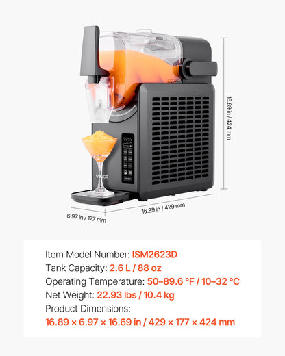 Slushie Machine, 2.6L/88oz No Ice Needed Slushy Machine for Home, Frozen Drink Maker with 5 Preset Programs, Margarita Machine with Self-Cleaning, Frozen Margaritas, Frappés, Milkshake & More