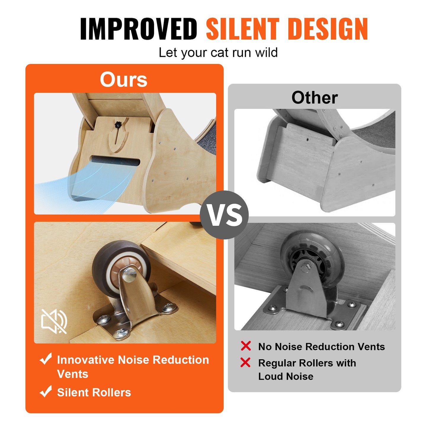 Cat Exercise Wheel, Large Cat Treadmill Wheel for Indoor Cats, 52 Inch Cat Running Wheel with Removable Mat and Cat Teaser for Running/Walking/Exercise, Suitable for Most Cats