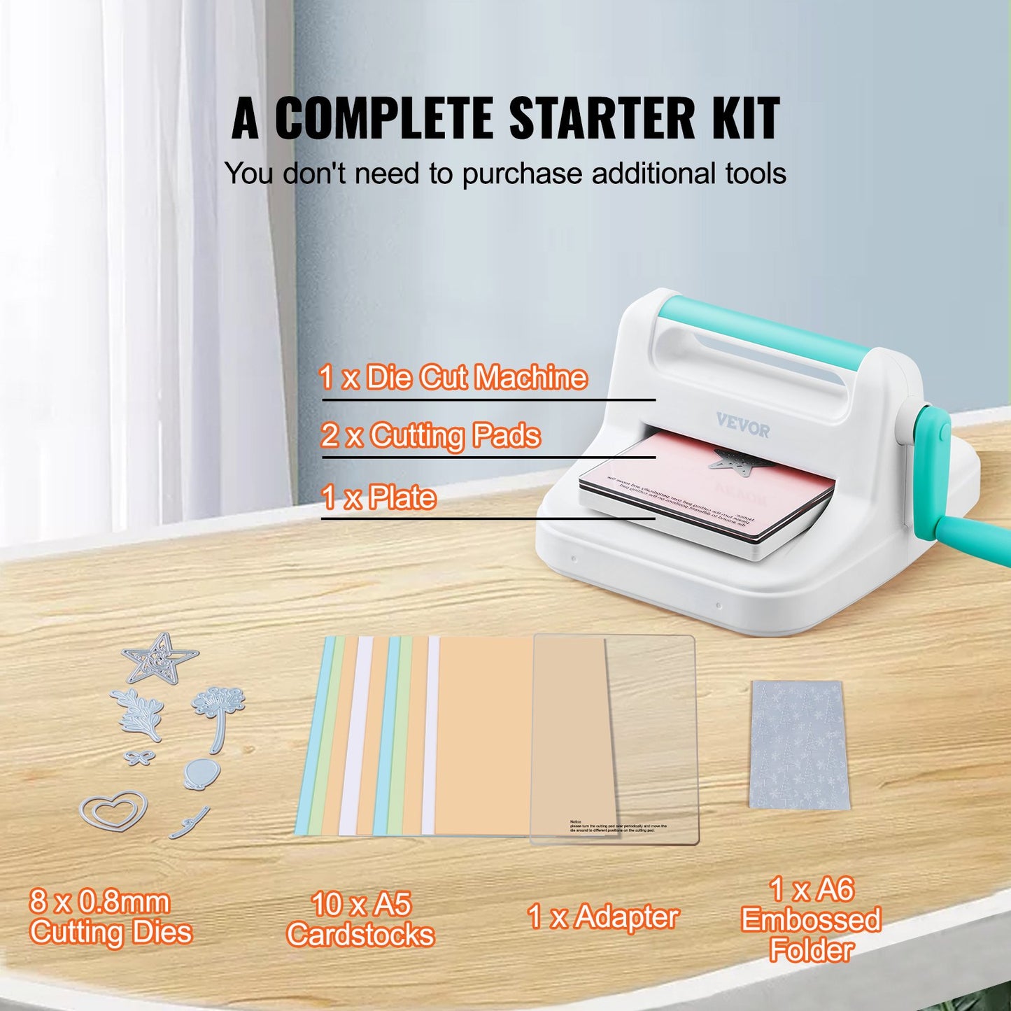 Manual Die Cutting & Embossing Machine, Portable Cut Machines, 6 inch Opening Scrapbooking Machine Full Kit Included, For Arts & Crafts, Scrapbooking, Card Making and Crafting, White