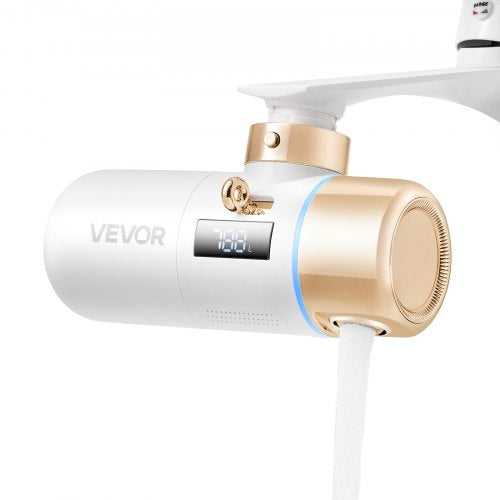 Skincare Water Filter, Faucet Mount Water Filters with Micro-nano Bubble for Skin, Sink Tap Purifier, Removes Chlorine with 1 Filter, for Kitchen and Bathroom Faucets, White + Gold