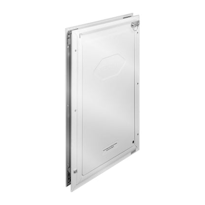 Pet Door, 13.27" x 20.04" Aluminum Frame with Lock and Flap System, Weatherproof Doggy Door, Easy to Install in Interior or Exterior Doors, Pet Door Suitable for Cat Doggie Kitties (White-L)