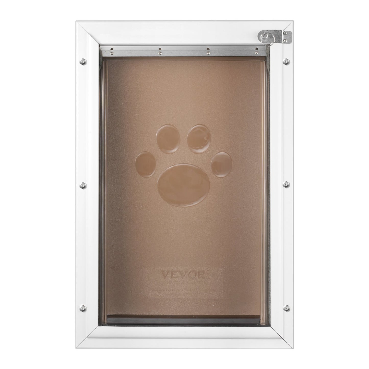 Pet Door, 13.27" x 20.04" Aluminum Frame with Lock and Flap System, Weatherproof Doggy Door, Easy to Install in Interior or Exterior Doors, Pet Door Suitable for Cat Doggie Kitties (White-L)