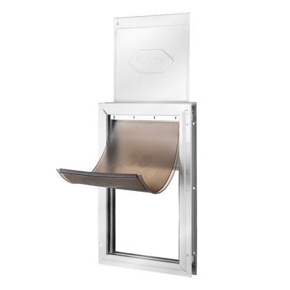 Pet Door, 11.3" x 16.02" Aluminum Frame with Lock and Flap System, Weatherproof Doggy Door, Easy to Install in Interior or Exterior Doors, Pet Door Suitable for Cat Doggie Kitties (White-M)