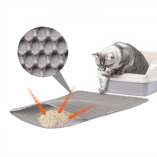 Cat Litter Mat, 24 x 15 in, Double-Layer Litter Box Mat, Non-Slip & Urine-Proof Litter-Trapping Mats for Indoor Cats, Honeycomb Design, Soft on Paws, Washable Large Kitty Mats for Floor