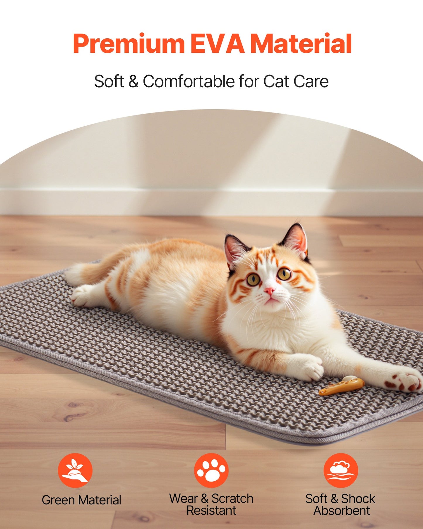 Cat Litter Mat, 24 x 15 in, Double-Layer Litter Box Mat, Non-Slip & Urine-Proof Litter-Trapping Mats for Indoor Cats, Honeycomb Design, Soft on Paws, Washable Large Kitty Mats for Floor