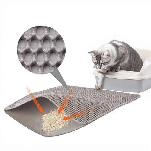 Cat Litter Mat, 30 x 24 in, Double-Layer Litter Box Mat, Non-Slip & Urine-Proof Litter-Trapping Mats for Indoor Cats, Honeycomb Design, Soft on Paws, Washable Large Kitty Mats for Floor