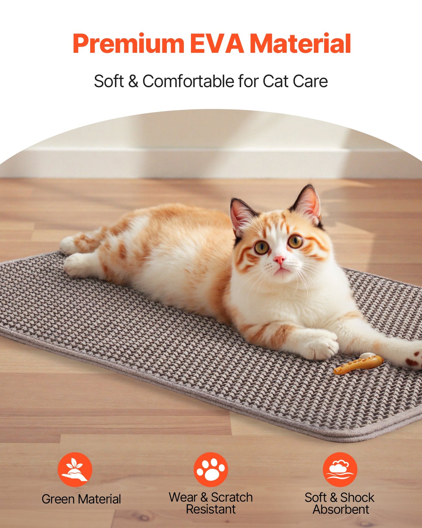 Cat Litter Mat, 30 x 24 in, Double-Layer Litter Box Mat, Non-Slip & Urine-Proof Litter-Trapping Mats for Indoor Cats, Honeycomb Design, Soft on Paws, Washable Large Kitty Mats for Floor