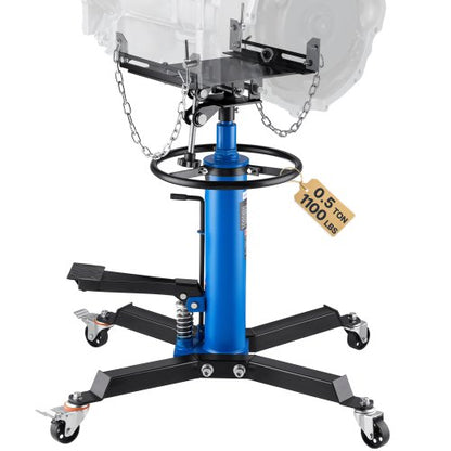 Transmission Jack, 33"-67" High Lift, 1100 lbs Hydraulic Telescoping Transmission Jack, 2-Stage Floor Jack Stand 1/2 Ton Capacity with Foot Pedal, 360° Swivel Wheel, Garage/Shop Lift Hoist
