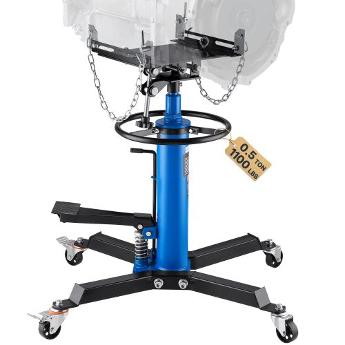 Transmission Jack, 33"-67" High Lift, 1100 lbs Hydraulic Telescoping Transmission Jack, 2-Stage Floor Jack Stand 1/2 Ton Capacity with Foot Pedal, 360° Swivel Wheel, Garage/Shop Lift Hoist