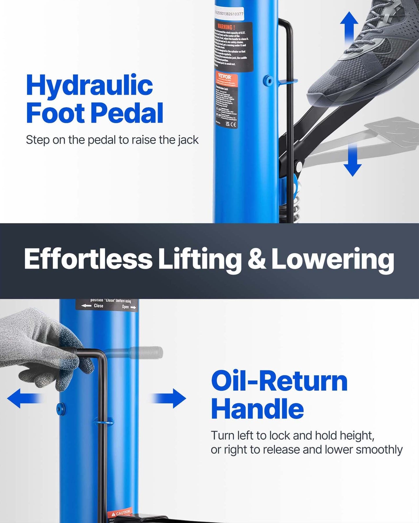 Transmission Jack, 33"-67" High Lift, 1100 lbs Hydraulic Telescoping Transmission Jack, 2-Stage Floor Jack Stand 1/2 Ton Capacity with Foot Pedal, 360° Swivel Wheel, Garage/Shop Lift Hoist