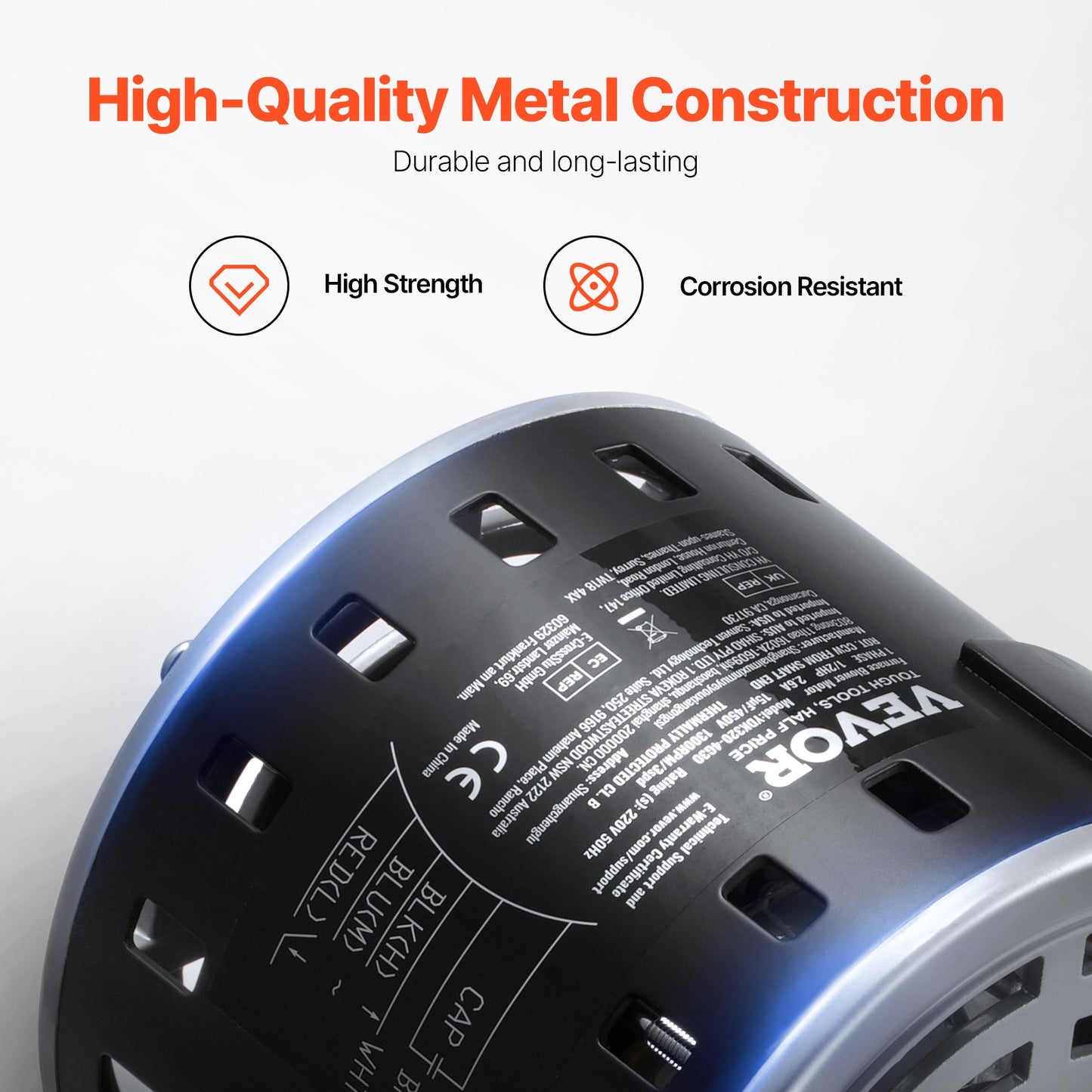 1/2 PS Ofenlüftermotor, 220 V, 2,6 A, 1300 U/min, 3 Geschwindigkeiten, 15 μF/450 V Kondensator