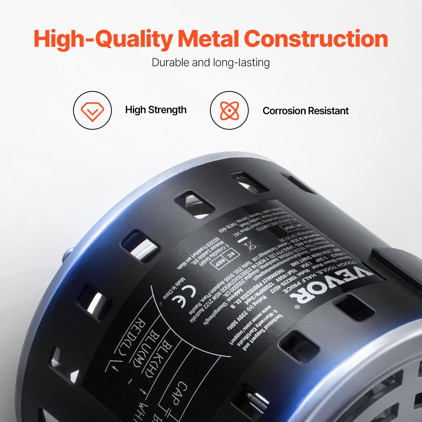 1/3 PS Ofenlüftermotor 220 V 1,95 A 1250 U/min 3-Gang 15 μF/450 V Kondensator