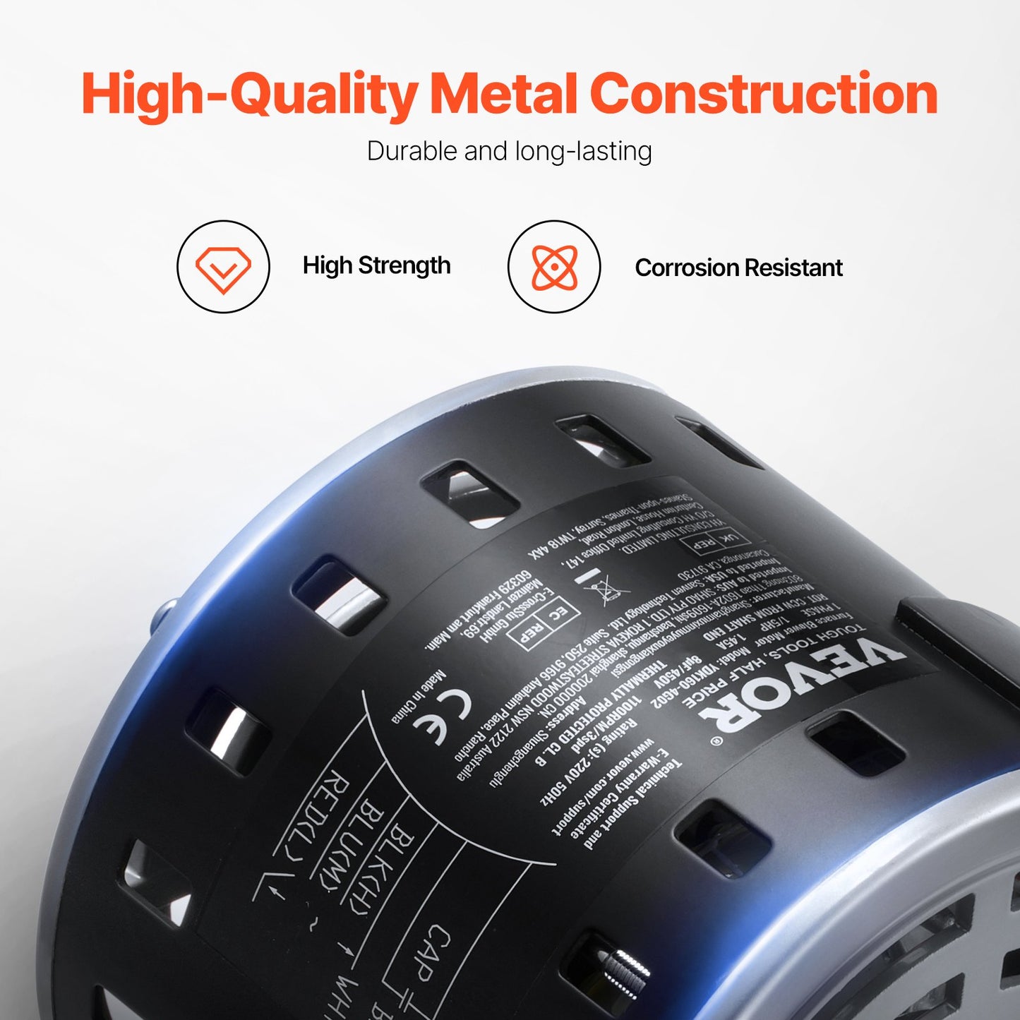 1/5 PS Ofenlüftermotor 220 V 1,45 A 1100 U/min 3-Gang 8 μF/450 V Kondensator