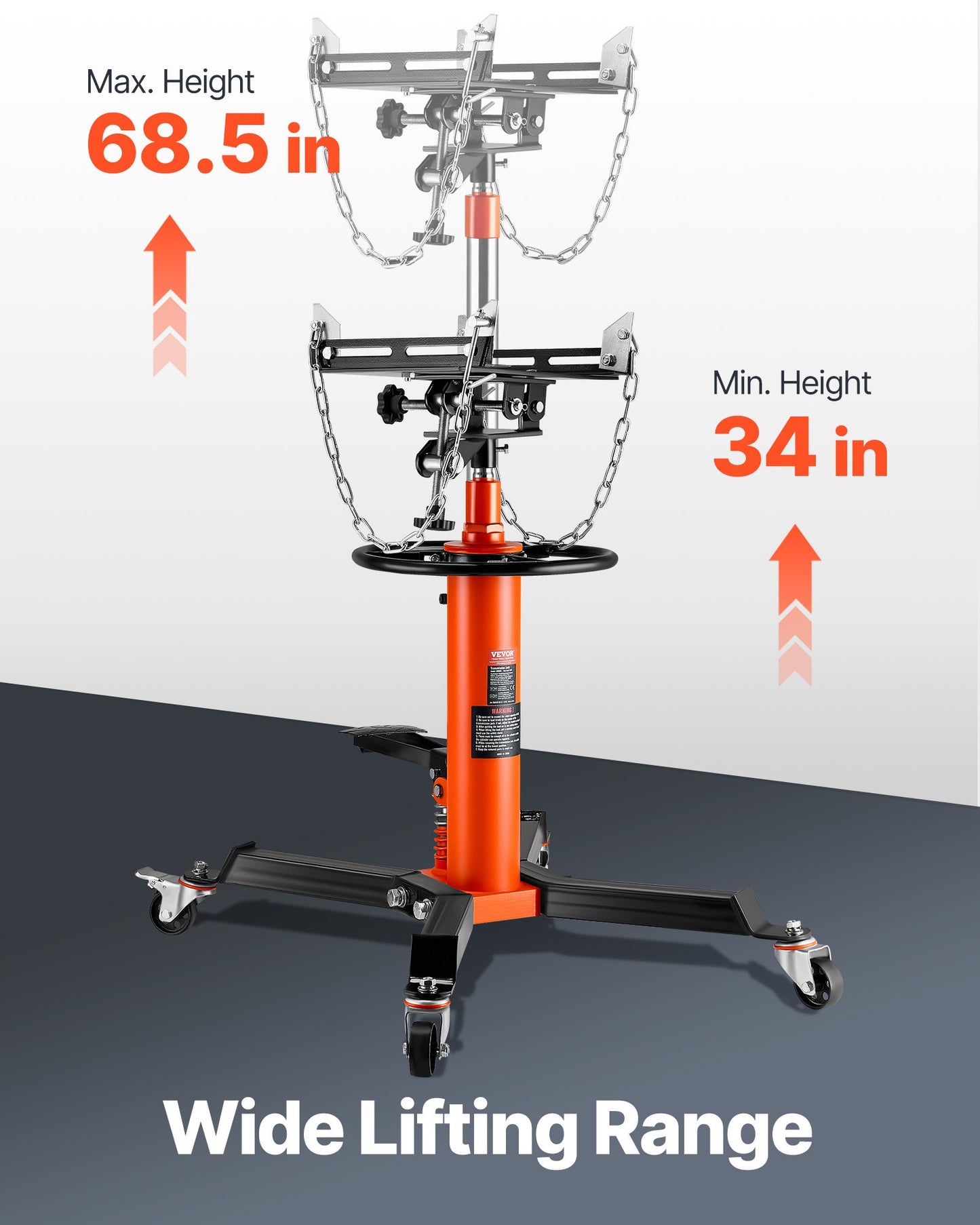 Hydraulic Transmission Jack 1322 lbs 360° Swivel Wheels For Car Lift