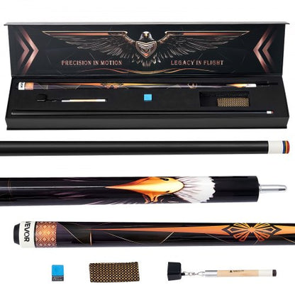 Pool Cue, 1 Piece Pool Stick, 58 inch & 19 oz Canadian Maple Wood Billiard Pools Cue Stick with Multi-Layer Tip & ABS Connection Ring, Cues Sticks for Professional Pool Table, Bar, Home, Office