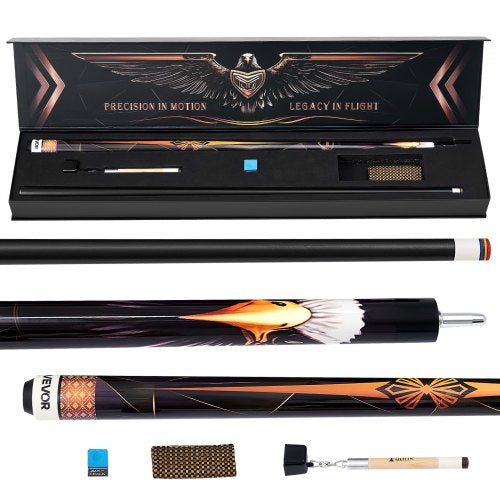 Pool Cue, 1 Piece Pool Stick, 58 inch & 19 oz Canadian Maple Wood Billiard Pools Cue Stick with Multi-Layer Tip & ABS Connection Ring, Cues Sticks for Professional Pool Table, Bar, Home, Office