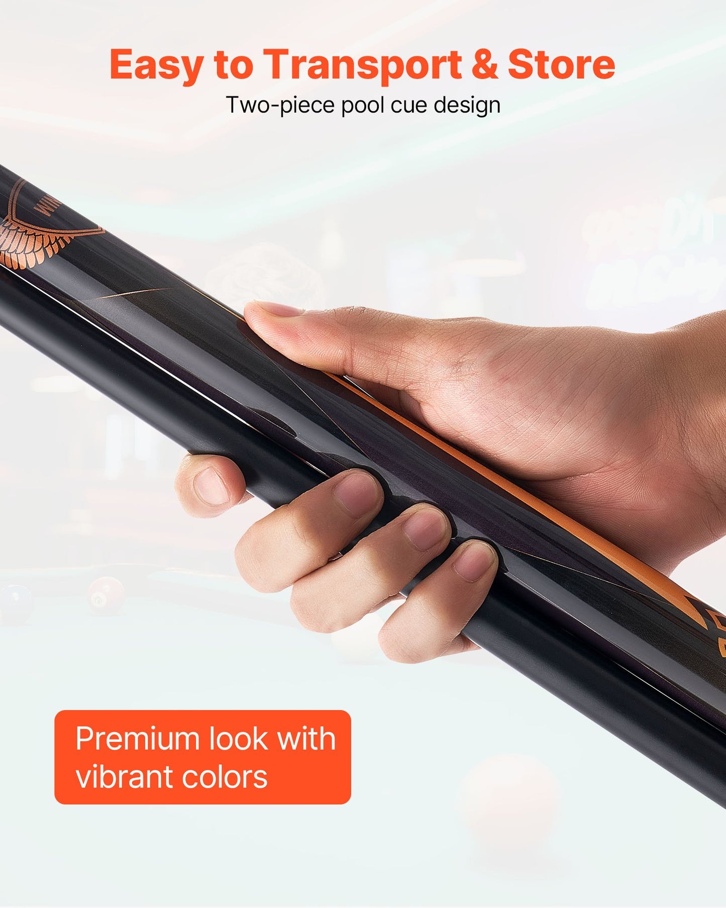Pool Cue, 1 Piece Pool Stick, 58 inch & 19 oz Canadian Maple Wood Billiard Pools Cue Stick with Multi-Layer Tip & ABS Connection Ring, Cues Sticks for Professional Pool Table, Bar, Home, Office