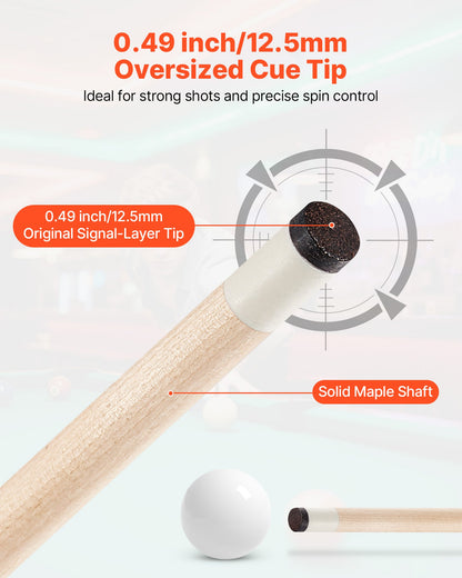 Pool Cue, 4 Pieces Pool Stick, 58 inch Canadian Maple Wood Billiard Pools Stick with ABS Connection Ring, Cues Sticks for Professional Pool Table, Bar, Home, Office, 18 oz, 19 oz, 20 oz, 21 oz