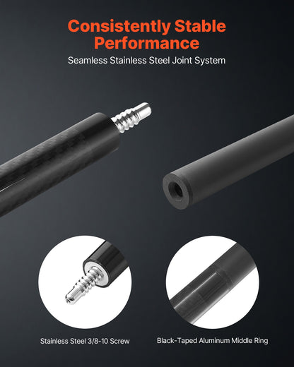Pool Cue, 1 Piece Pool Stick, 58 inch & 19 oz Carbon Fiber Billiard Pools Cue Stick with Bakelite Pressed Cue Tip & ABS Connection Ring, Cues Sticks for Professional Pool Table, Bar, Home,Office