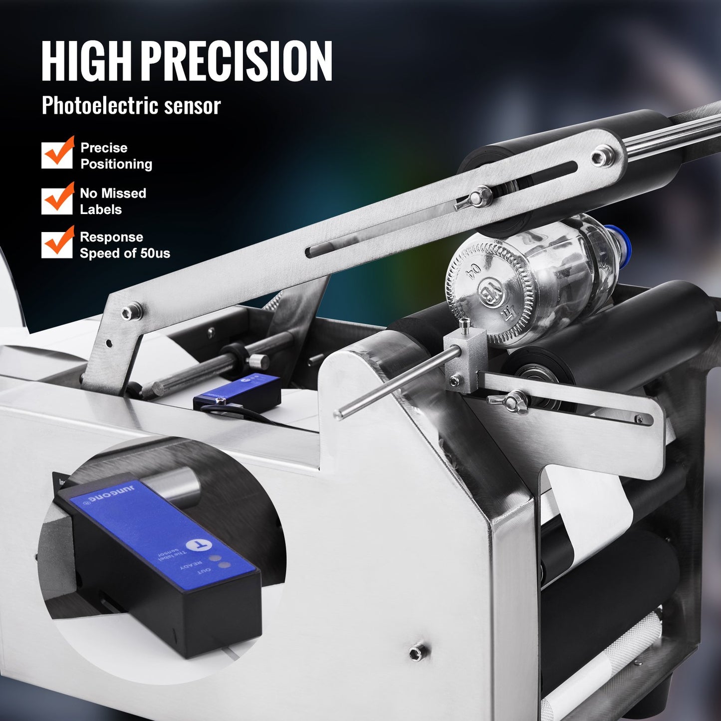 MT-50 halbautomatische Etikettiermaschine für runde Flaschen, einstellbare Etikettiermaschine 50 Stück/min Etikettenapplikator für Flaschen 12-90 mm