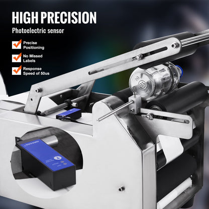 MT-50 halbautomatische Etikettiermaschine für runde Flaschen, einstellbare Etikettiermaschine 50 Stück/min Etikettenapplikator für Flaschen 12-90 mm