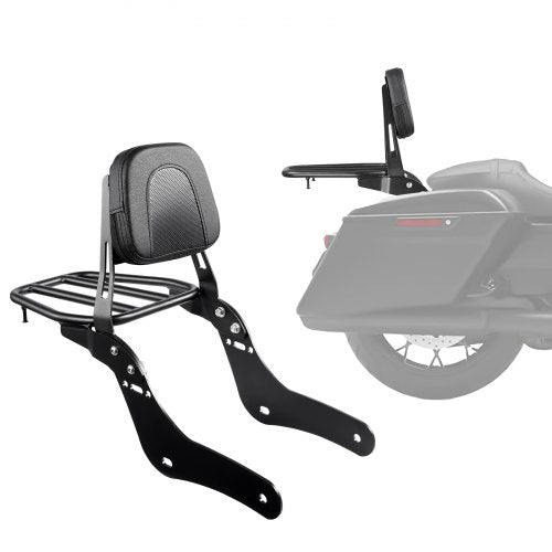 Motorcycle Backrest Sissy Bar with Luggage Rack, Compatible with Honda Rebel CMX 1100 2021-2022, 18-Inch Height, Removable Passenger Backrest, Durable Metal Frame with Leather Pad, Black