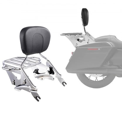 Motorcycle Backrest Sissy Bar with Luggage Rack, Compatible with Harley-Davidson Touring Models, Street Glide, Road Glide, and Road King, Detachable Passenger Backrest for Motorcycles
