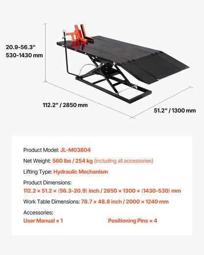 Motorcycle Lift Table, 1500lbs Weight Capacity, Pneumatic Motorcycle Jack, 8.6-31 in Height Range, Heavy Duty Bike Repair Stand with Removable Workbench, Repair Platform for ATVs, Dirt Bike