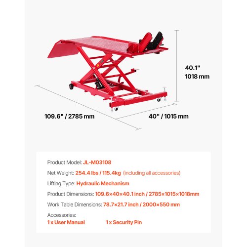 1000lbs hydraulisk domkraft för motorcykel, lyftstativ för dirt street-motorcykel, ATV |  EU