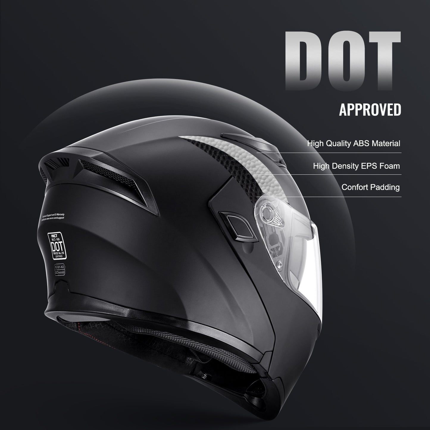 Motorcycle Helmet, Unmasked, Smart Street ABS & High Density Helmet with Bluetooth Slot & Interchangeable Lens, DOT Approved Comfortable Motocross Helmet, Fit for Youth & Adults