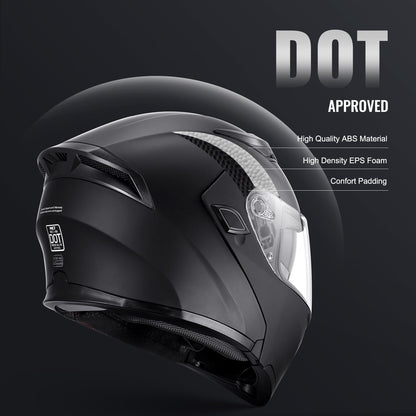 Motorcycle Helmet, Unmasked, Smart Street ABS & High Density Helmet with Bluetooth Slot & Interchangeable Lens, DOT Approved Comfortable Motocross Helmet, Fit for Youth & Adults