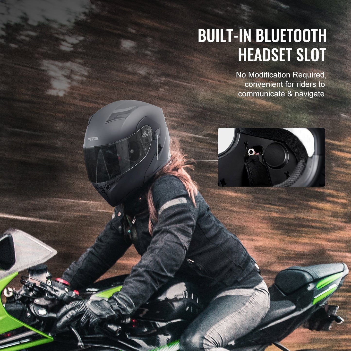 Motorcycle Helmet, Unmasked, Smart Street ABS & High Density Helmet with Bluetooth Slot & Interchangeable Lens, DOT Approved Comfortable Motocross Helmet, Fit for Youth & Adults
