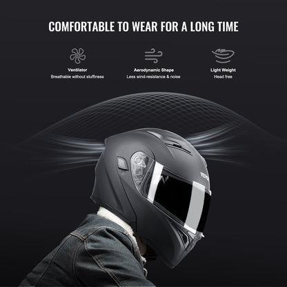 Motorcycle Helmet, Unmasked, Smart Street ABS & High Density Helmet with Bluetooth Slot & Interchangeable Lens, DOT Approved Comfortable Motocross Helmet, Fit for Youth & Adults