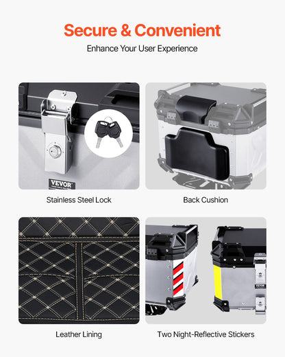 45L Motorrad-Topcase Universal-Motorrad-Heckbox mit Lederfutter