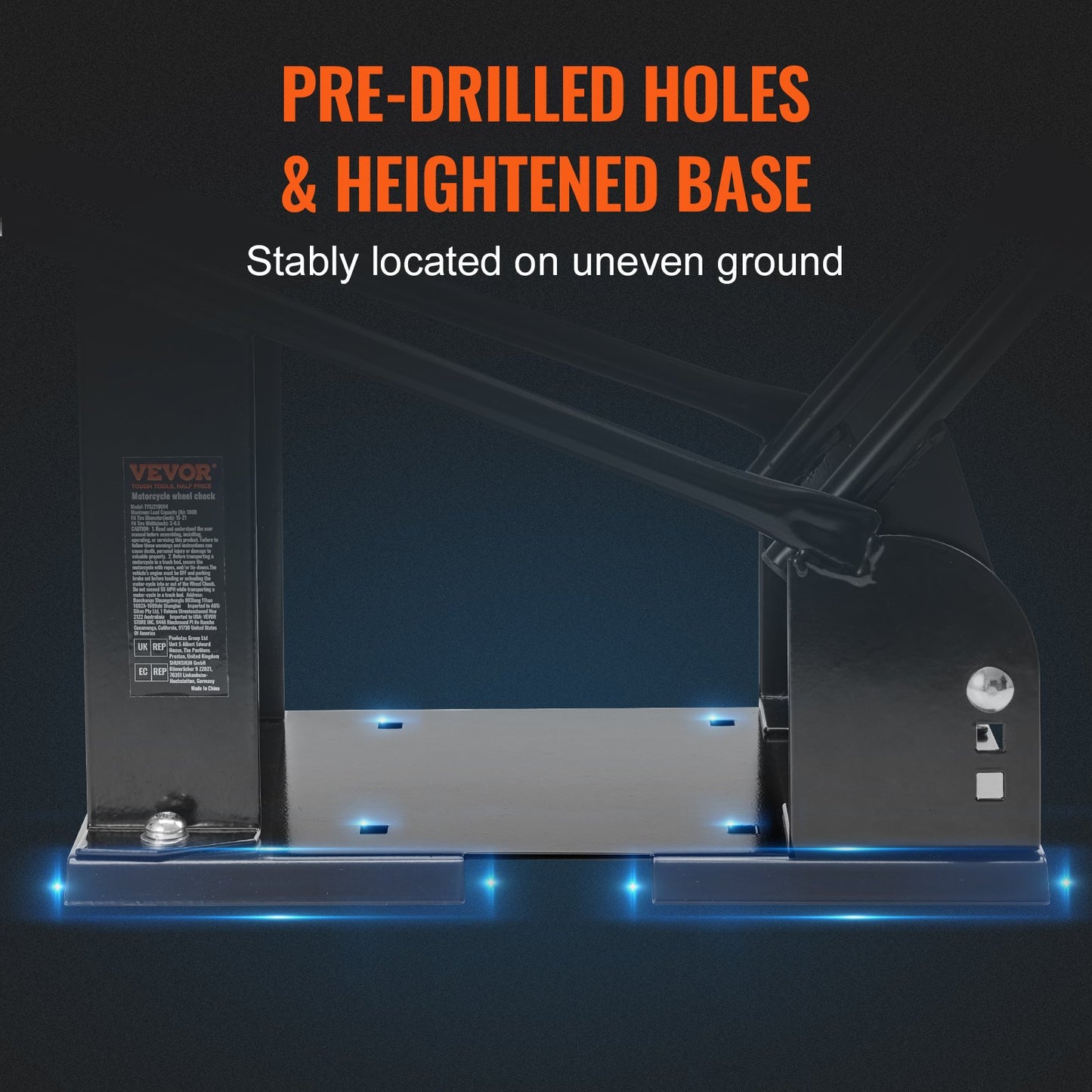 Motorrad-Unterlegkeil, Radhalterung mit 816,5 kg Tragkraft, robuster Motorrad-Vorderradständer aus Stahl mit 3 verstellbaren Löchern, für 381–533,4 mm große Offroad-Motorräder, Standard-Motorräder