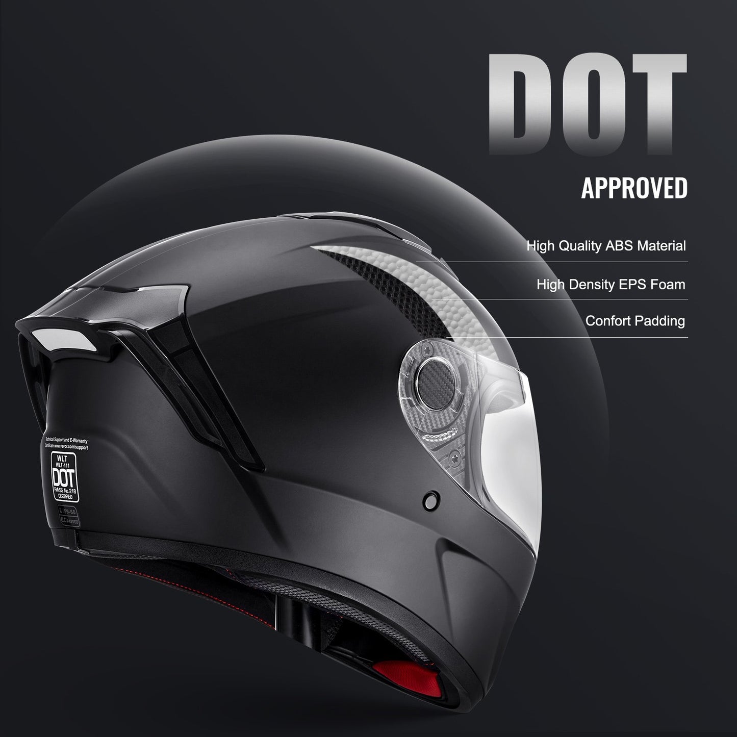 Motorcycle Helmet, Full Face, Smart Street ABS & High Density Helmet with Bluetooth Slot & Interchangeable Lens, DOT Approved Comfortable Motocross Helmet, Fit for Youth & Adults