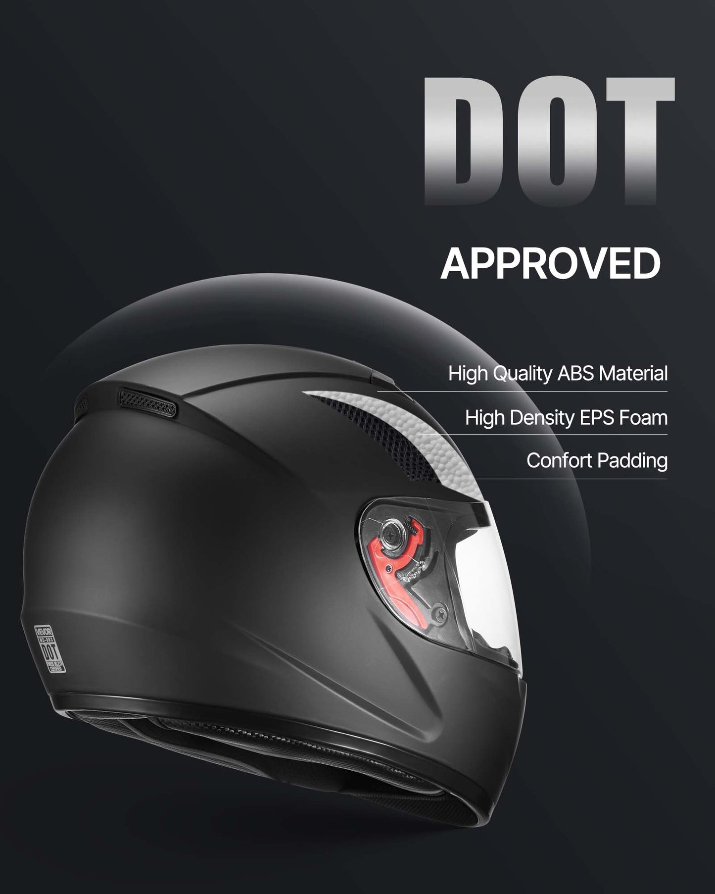 Motorcycle Helmet, Full Face, Adult Motocross Dirt Bike Helmet with Tinted and Clear Dual Visor, Motorbike Racing Street with Detachable Liner for Men & Women, DOT Approved, (Matte Black, XL)