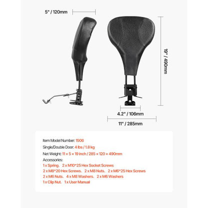 Motorrad Sissy Bar, Rückenlehne, für Harley Touring Modelle 2009-2024