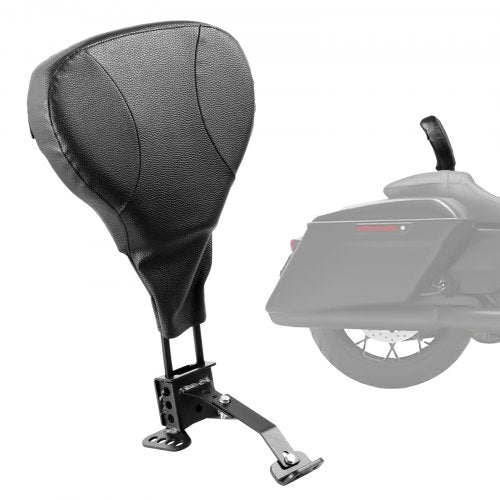 Adjustable Motorcycle Backrest Sissy Bar, Fit Harley Touring Models 2009-2024 with One-piece Slotted Seat, Street Glide, Road Glide, and Road King, Detachable Rider Backrest for Motorcycles, Black