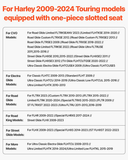 Adjustable Motorcycle Backrest Sissy Bar, Fit Harley Touring Models 2009-2024 with One-piece Slotted Seat, Street Glide, Road Glide, and Road King, Detachable Rider Backrest for Motorcycles, Black