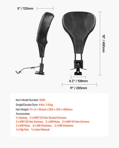 Adjustable Motorcycle Backrest Sissy Bar, Fit Harley Touring Models 2009-2024 with One-piece Slotted Seat, Street Glide, Road Glide, and Road King, Detachable Rider Backrest for Motorcycles, Black