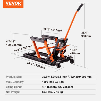 Motorcykel Hydraulpump Jack 1500 LBS ATV Dirt Bike Stand