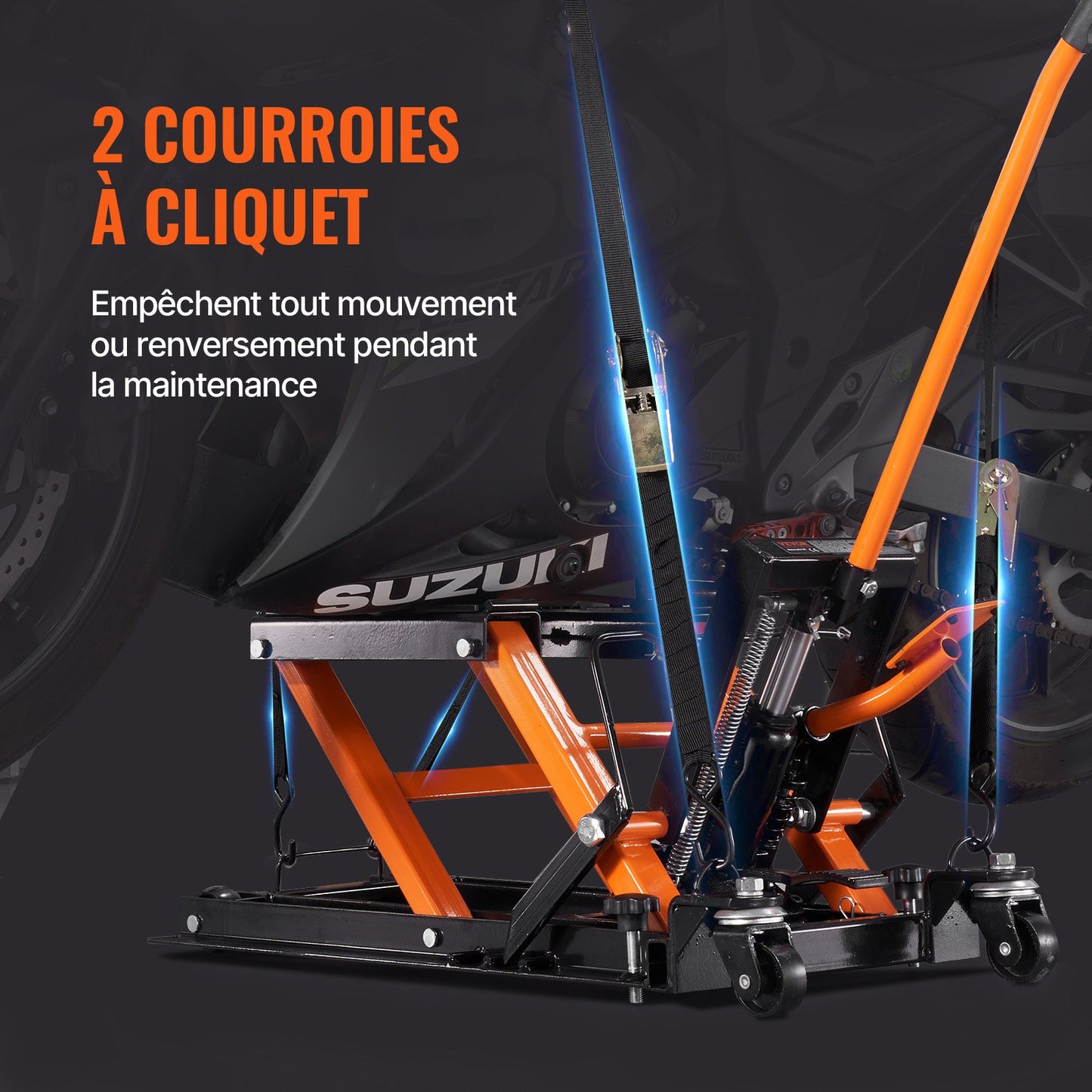 Steel Hydraulic Motorcycle Jack Stand, 1500 LBS ATV Scissor Lift Jack, 4.7"-15" Scissor Lift Jack Stand with 4 Wheels, Hydraulic Foot-Operated Hoist Stand for Motorcycle ATV UTV Powersports